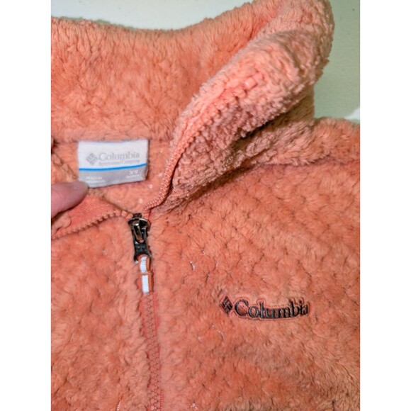 Columbia Fleece Fireside Jacket Girl's Size XS (6X) Coral Full Zip Camping Cute - Picture 2 of 8